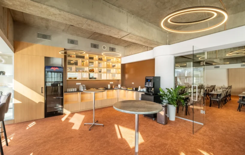 Infinity conference room and refreshment area.