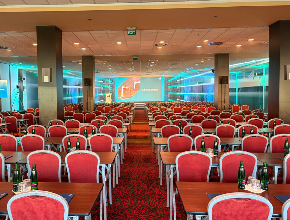 Millennium conference hall in theatre layout.
