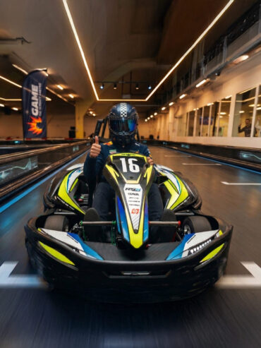 Indoor go-kart racing near Žilina.
