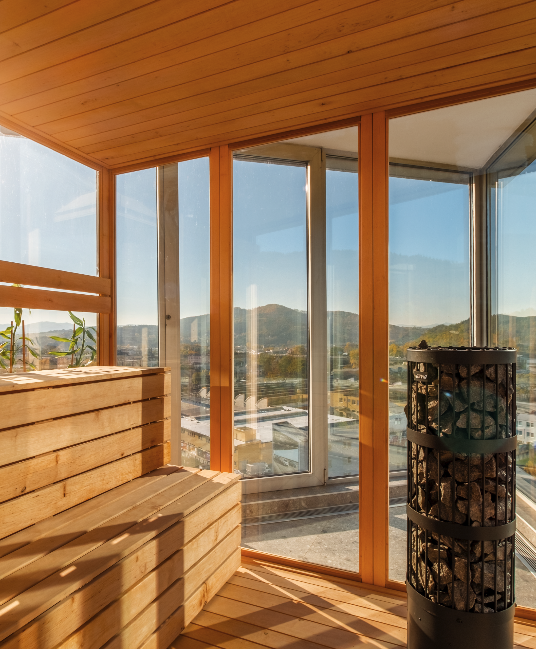 Panoramatická sauna s výhľadom na Žilinu.
